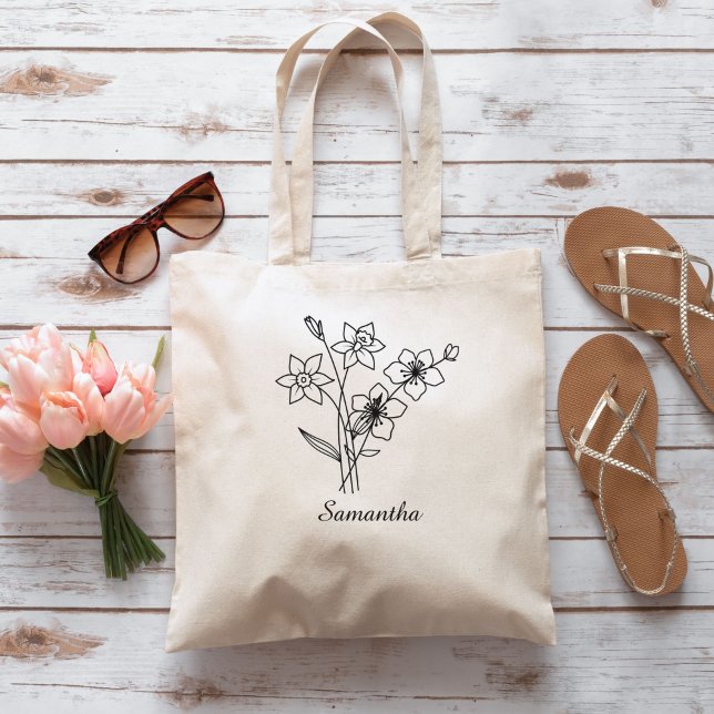 Custom Birth flower With Name Proposal ,Birthday  Tote Bag (Creator Uploaded)
