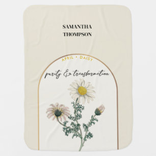Custom Birth Flowers Month April Daisy Baby Blanket