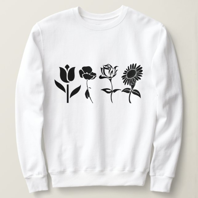 Custom Birth Month Birth Flower Black and white Sweatshirt (Design Front)