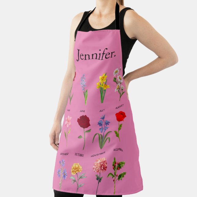  Custom Birth Month Flowers All 12 months Mothers  Apron (Insitu)
