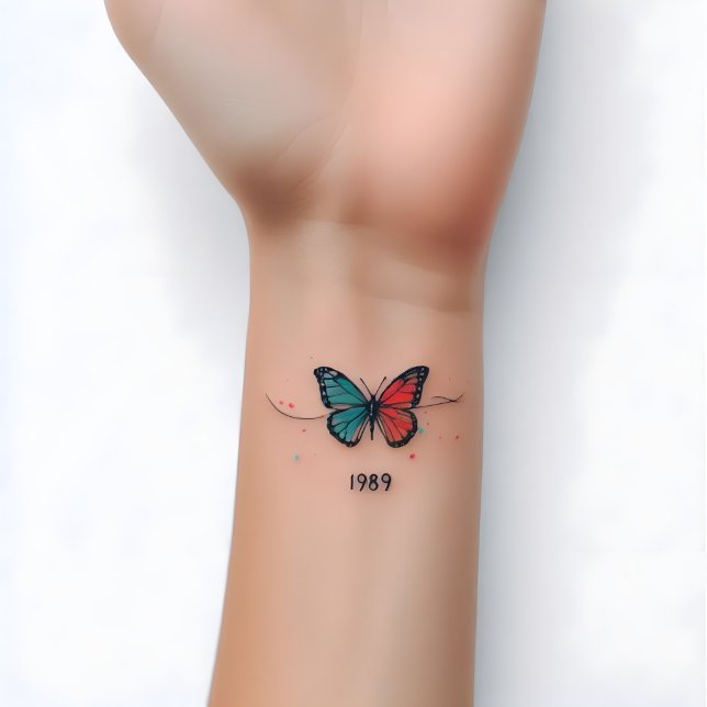 Custom Birth Year Butterfly Personalized Date  Temporary Tattoos (Creator Uploaded)