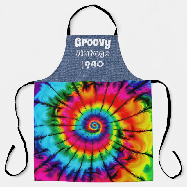 Custom Birth Year Hippie All-Over Print Apron (Front)