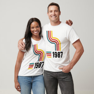 Custom Birth Year Retro Wavy Stripes Personalized T-Shirt