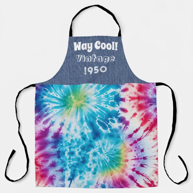 Custom Birth Year Tie Dye All-Over Print Apron (Front)