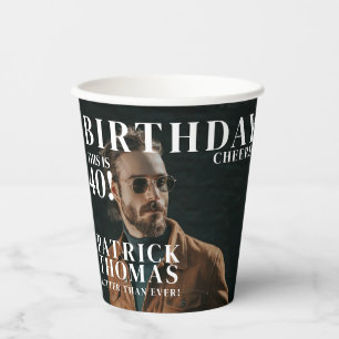 Custom Birthday 40th Party Magazine Cover Cheers Paper Cups