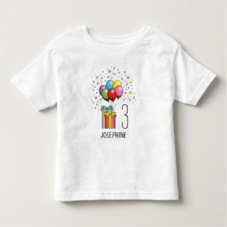 Custom Birthday Age Number &amp; Balloons And Presents Toddler T-shirt