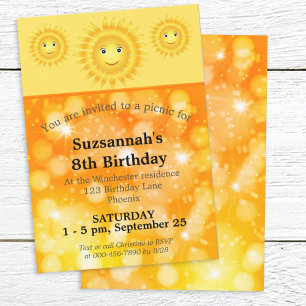 Custom Birthday Any Age Sunshine Birthday Party Invitation