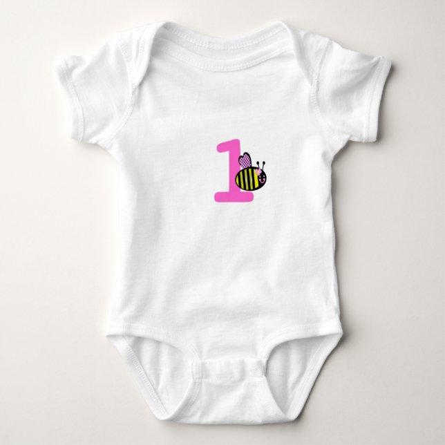 Custom Birthday Baby Age Bumblebee  - Baby Bodysuit (Front)