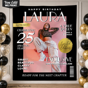 Custom Birthday Backdrop, Fashion Magazine Cover
