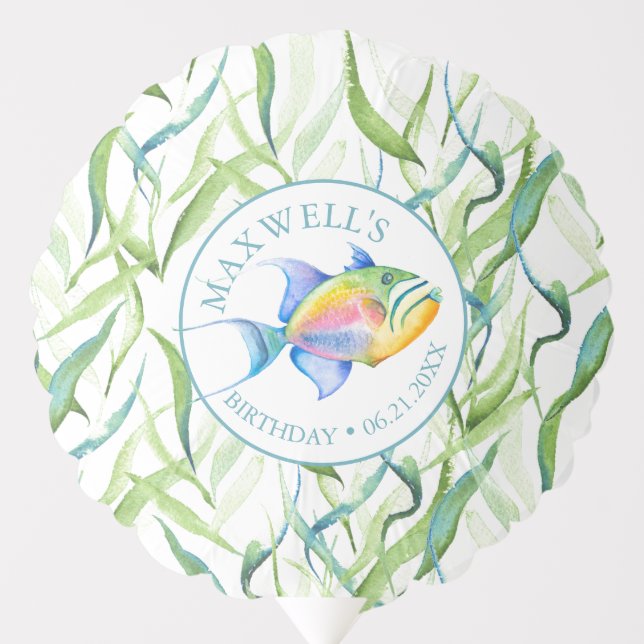 Custom Birthday Balloons Template Tropical Fish (Front)