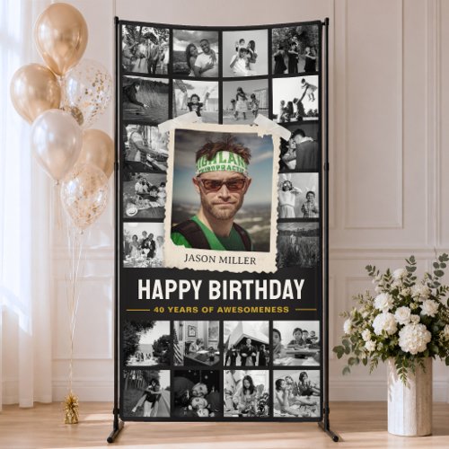 Custom Birthday Banner, Retro Photo Collage 4x8' Banner