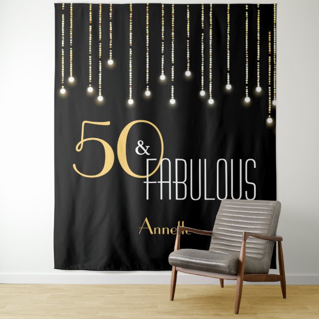 Custom Birthday Black Gold Photo Booth Backdrop (In Situ)