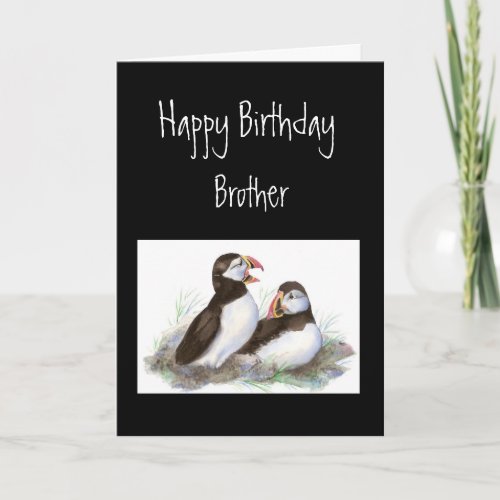 Custom Birthday Brother Puffin Bird Nature Card