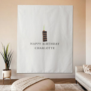 Custom Birthday Cake Name Flag Fabric Banner Tapestry