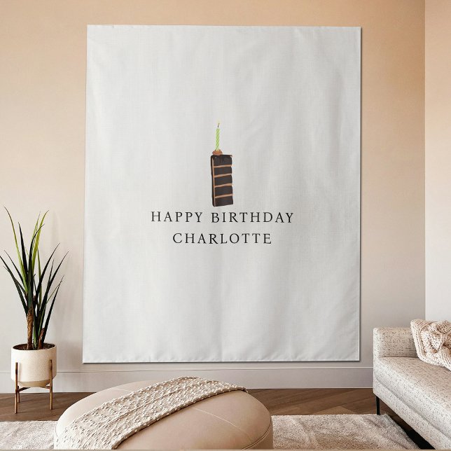 Custom Birthday Cake Name Flag Fabric Banner  Tapestry (Custom Birthday Cake Name Flag Fabric Banner Tapestry)