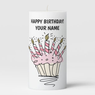 Custom Birthday candle with cute cupcake design