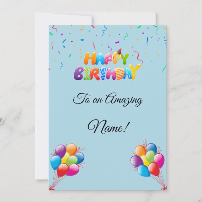 Custom Birthday Card with Balloons & Confetti (Front)