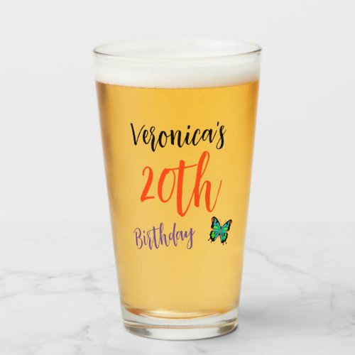 Custom Birthday Colorful Butterfly Glass