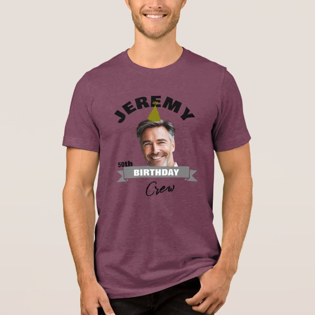 Custom Birthday Crew Shirt with Name, Year & Photo (Front)