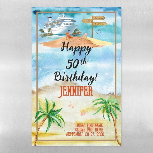 Custom Birthday Cruise Ship Door Magnetic Dry Erase Sheet (Vertical)