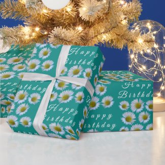 Custom Birthday Daisy Ray Florets on Teal