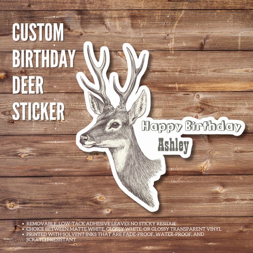 Custom Birthday Deer Sticker