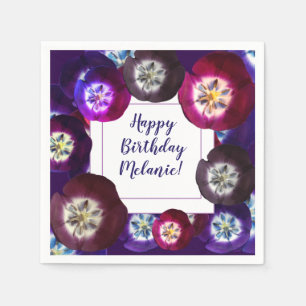 Custom Birthday Floral Paper Napkins