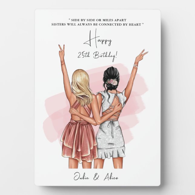 Custom Birthday Friends portrait - Pink Plaque (Front)