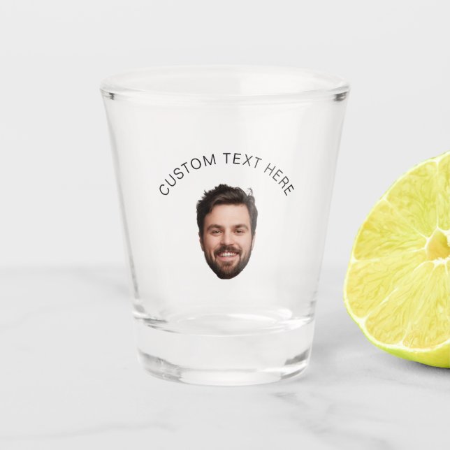 Custom birthday Funny face party favors Picture on Shot Glass (Front)