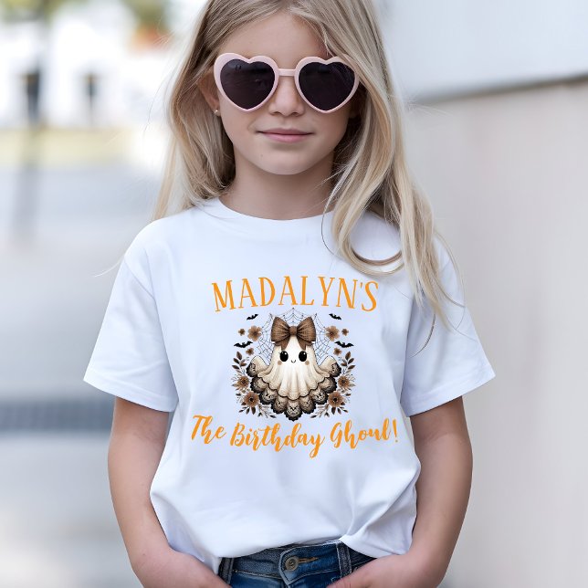 Custom Birthday Ghoul T-Shirt (Halloween Birthday Ghoul Shirt with Lace Ghost)