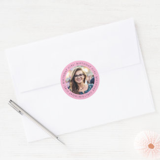 Custom Birthday Girl Photo Envelope Seal Sticker