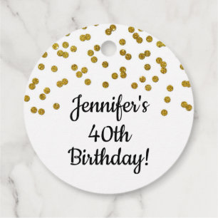 Custom Birthday Gold Confetti Favor Tags