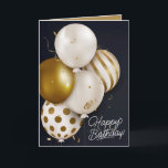 Custom Birthday Gold White Balloons Greeting Card<br><div class="desc">Birthday greeting card features gold and white balloons on the front and and your custom greeting - or use ours - on the inside. You can change the saying,  the fonts,  the colors,  add names and a signature line,  too!</div>