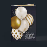 Custom Birthday Gold White Balloons Greeting Card<br><div class="desc">Birthday greeting card features gold and white balloons on the front and and your custom greeting - or use ours - on the inside. You can change the saying,  the fonts,  the colors,  add names and a signature line,  too!</div>