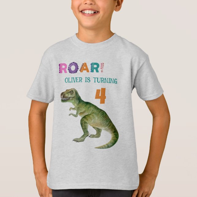 Custom Birthday Guest of Honor Dinosaur T-shirts (Front)