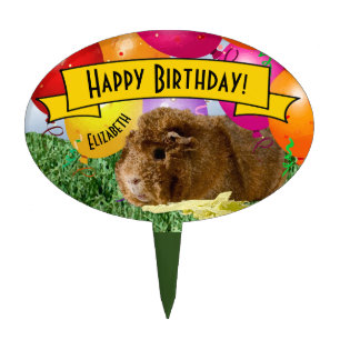 Custom Birthday Guinea Pig Balloons Party Cake Topper