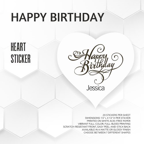 Custom Birthday Heart Sticker