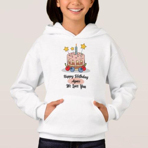 Custom Birthday Hoodie for Kids _ Cute Cake Design