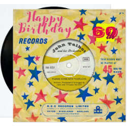 Custom Birthday Invite Retro Vinyl Record 45 RPM