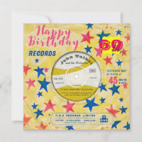 Custom Birthday Invite Retro Vinyl Record 45 RPM