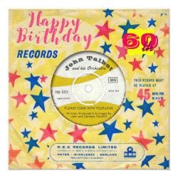 Custom Birthday Invite Retro Vinyl Record 45 RPM