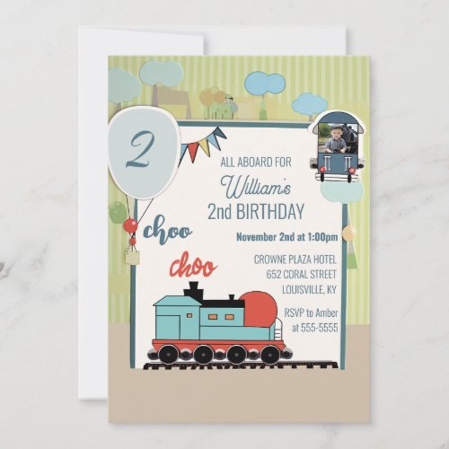 Custom Birthday Kid Image Train Ticket Birthday Invitation