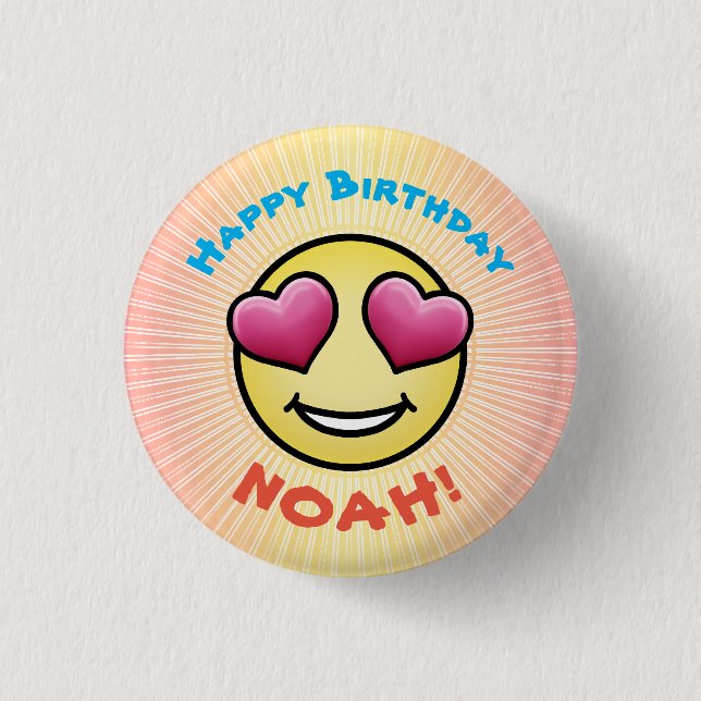 Custom Birthday Love Emoji Button (Front)