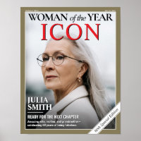 Custom Birthday Magazine Cover, Woman Portrait