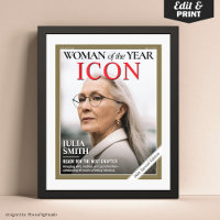 Custom Birthday Magazine Cover, Woman Portrait