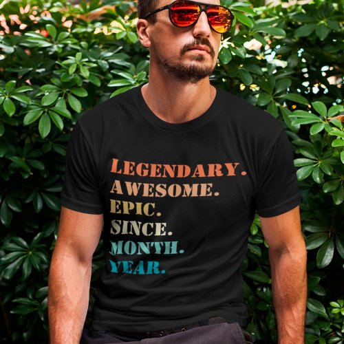 Custom Birthday Month And Year With Retro Text T_Shirt