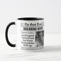 Custom Birthday Mug, Fun Gift Idea Newspaper 