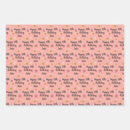 Custom Birthday Name  Age Wrapping Paper Sheets