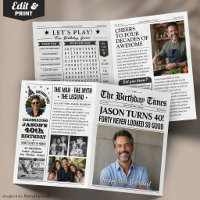 Custom Birthday Newspaper Card, Personalized Photo