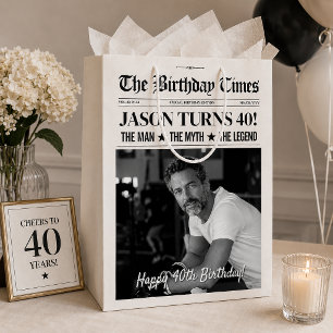 Custom Birthday Newspaper Medium Gift Bag